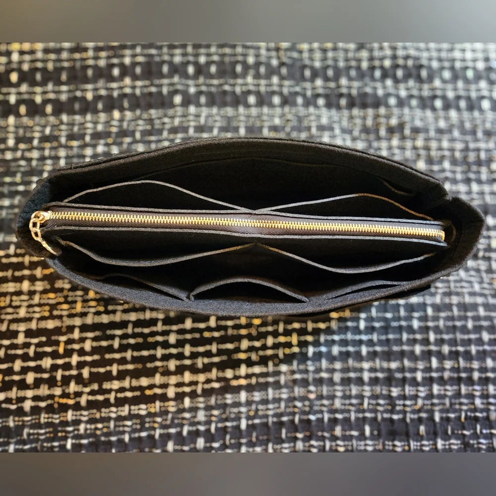 Slender Large Black Felt Purse Insert for Graceful MM and Delightful PM
